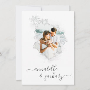 ~* Strand Ozean FOTO + RSVP + QR AR6 Hochzeit Einladung