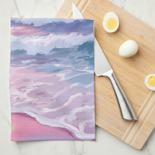Strand Ozean Küste Rosa Malerei Geschirrtuch