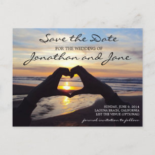 Strand-Ozean-Liebe-Herz, das Save the Date Wedding Ankündigungspostkarte