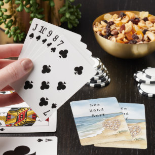 Strand Ozean Meer Muscheln Herz Spielkarten