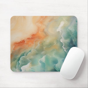 Strand Ozeanwellen Türkis Aqua Sand Orange Mousepad