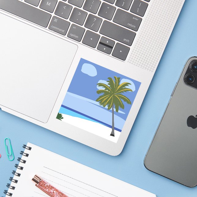 Strand Palm Tree Vacation Beach Aufkleber (Laptop mit iPhone)