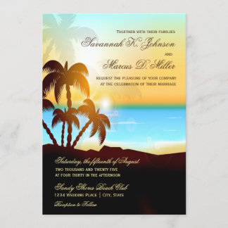 Strand-Palme-Hochzeit in Urlaubsorts-Einladungen Einladung