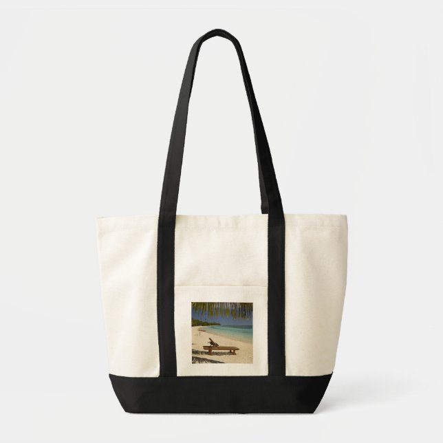 Strand, Palmen & Liegestuhl Tragetasche (Vorne)