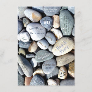 Strand-Party-rustikale Kiesel-stilvoller 50. Save The Date