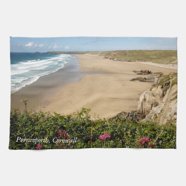 Strand Perranporth, Cornwall-Tuch Geschirrtuch (Horizontal)