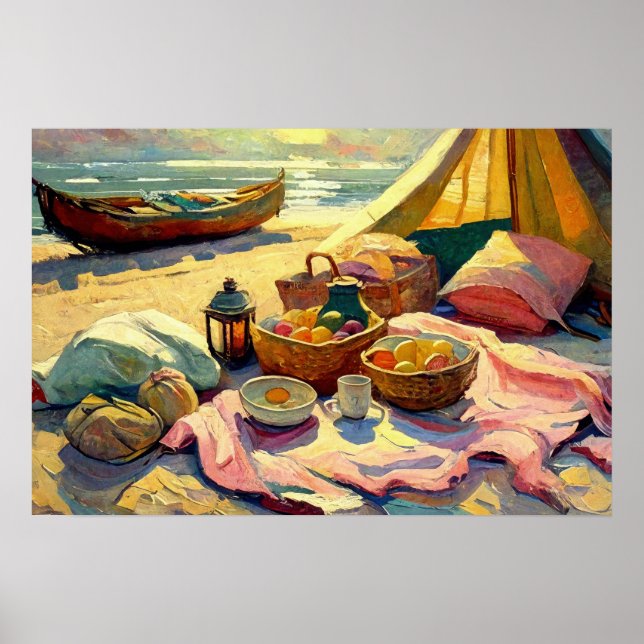 Strand Picnic im Sommer Kunst und Kultur Poster (Vorne)