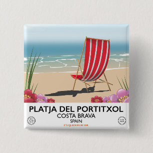 Strand Platja del Portitxol, Costa Brava, Spanien Button