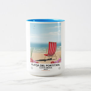 Strand Platja del Portitxol, Costa Brava, Spanien Zweifarbige Tasse