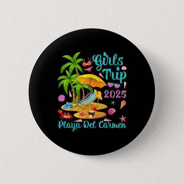 Strand Playa Del Carmen Mexiko Sommer Mädchenreise Button (Vorderseite)