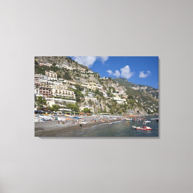 Strand Positano, Kampanien, Italien Leinwanddruck (Vorderseite)