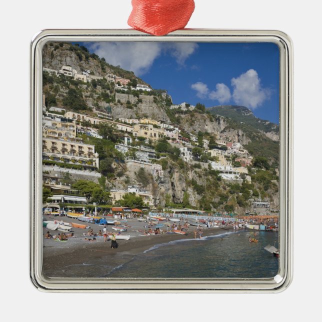 Strand Positano, Kampanien, Italien Silbernes Ornament (Vorne)