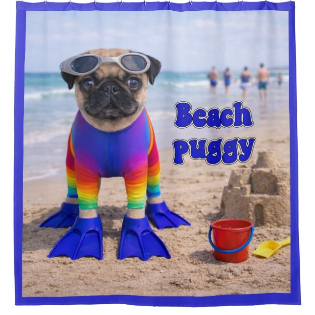 Strand-Puggy Duschvorhang (Vorderseite)