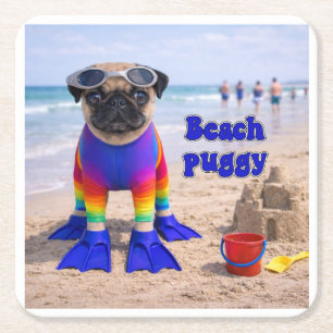 Strand-Puggy Rechteckiger Pappuntersetzer