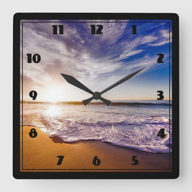 Strand Quadratische Wanduhr (Vorderseite)