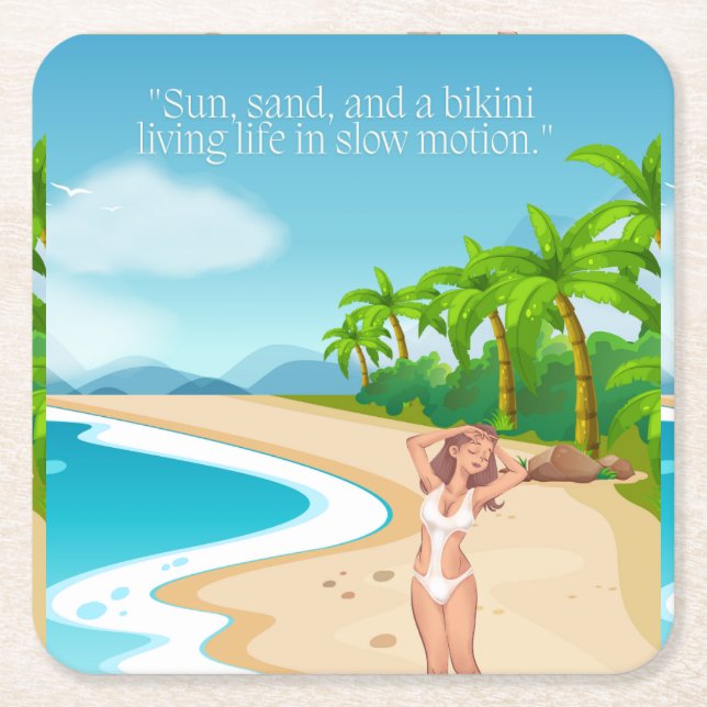 Strand Rechteckiger Pappuntersetzer (Vorderseite)