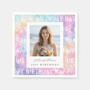 Strand-Regenbogen 21. Geburtstags-Foto-Papier-Serv Serviette