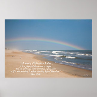 Strand, Regenbogen und die Bedeutung des Lebens Poster