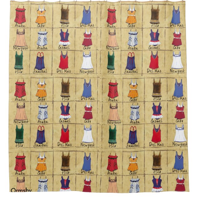 Strand-Retro Anzüge Duschvorhang (Vorderseite)