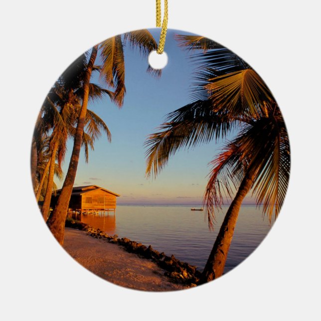 Strand Roatan Honduras Keramik Ornament (Vorne)