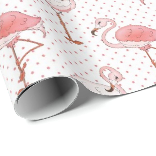Strand-Rosa-Flamingo-Muster-Geschenkpapier Geschenkpapier (Rolleneckpunkt)
