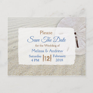 Strand-Sand-Dollar-Themen-Hochzeit Termin vormerke Ankündigungspostkarte