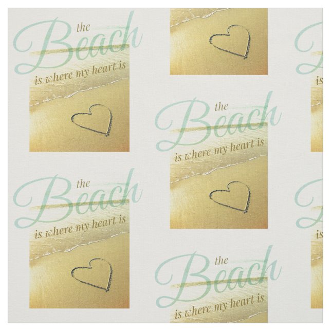 Strand-Sand-Herz-Foto-Gewebe Stoff (Muster)