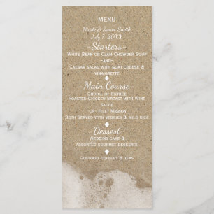 Strand Sand & Ozean Meer Wasser Hochzeitsmenü Menükarte