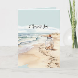 Strand Sand Seestern Flasche Ich Liebe Dich Karte