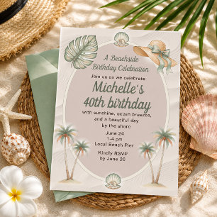 Strand Sand Tropische Palmenbäume 40. Geburtstag Einladung
