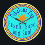 STRAND, SAND UND SONNE!  FABULOUS FUN SUNNY PARTY  GROßE WANDUHR<br><div class="desc">Bereit für den BEACH? Sie sind gerade in der Zeit, dieses fantastische Fun BEACH SAND AND SUN Design auf Zazzle Produkte zu bekommen! Erinnern Sie sich an Geschenke, die Sie brauchen und besondere Leute, die Liebe warme sonnige Tage am Strand. Vergessen Sie nicht, auch etwas von VanOmmeren zu holen! Helle...</div>