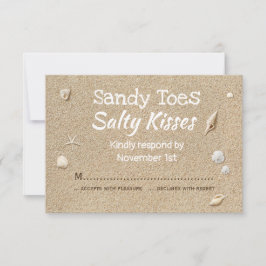 Strand Sand und weiße Typografie UAWG RSVP Karte