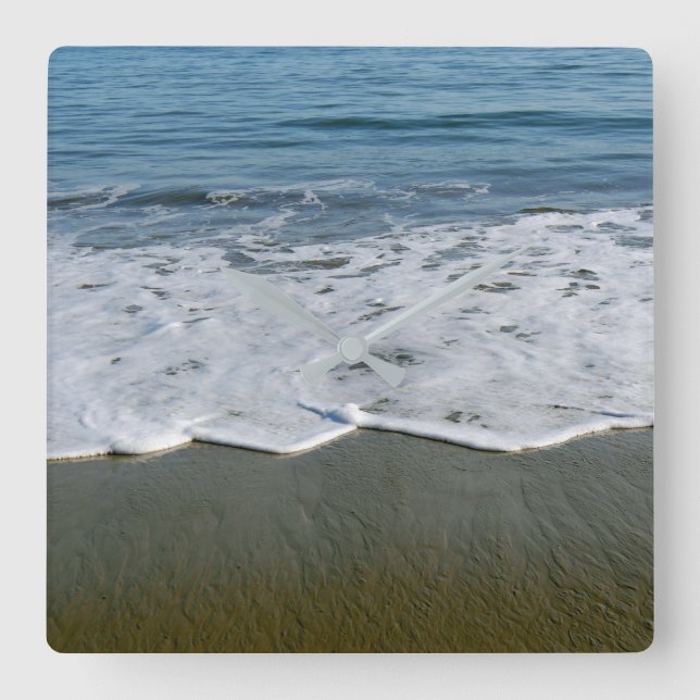 Strand/Sand/Waves Quadratische Wanduhr (Vorderseite)