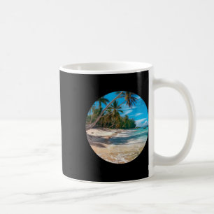 Strand Sand Weiß Szene Palmen Blau Sommer Urlaub Kaffeetasse