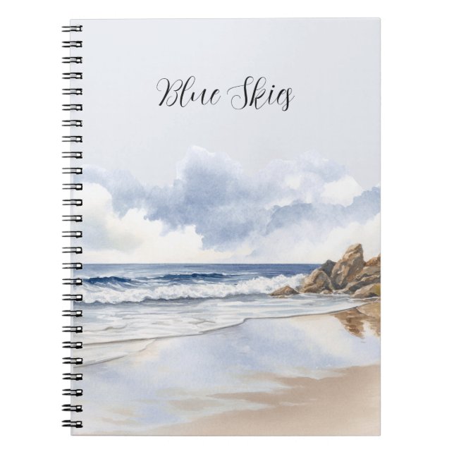 Strand Sand Wolken Blauer Himmel Notizblock (Vorderseite)