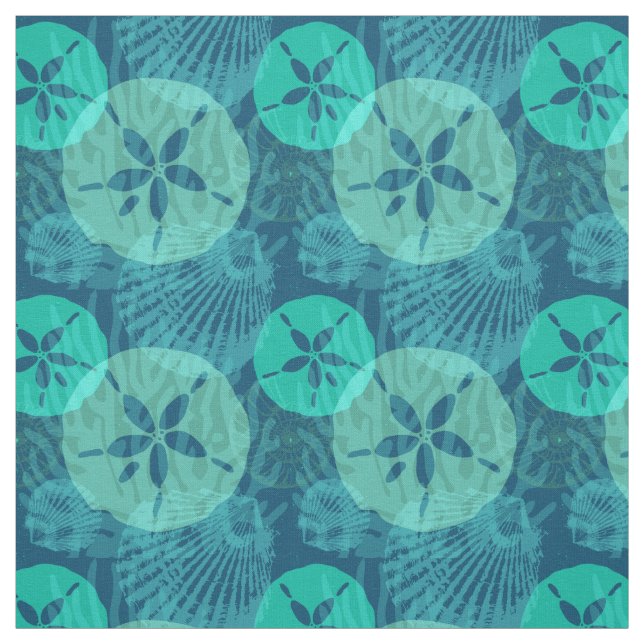 Strand SandDollars und Seashells Blue Aqua Stoff (Muster)
