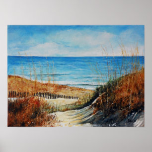 Strand-Sanddünen und Ozean, die   Plakat malen