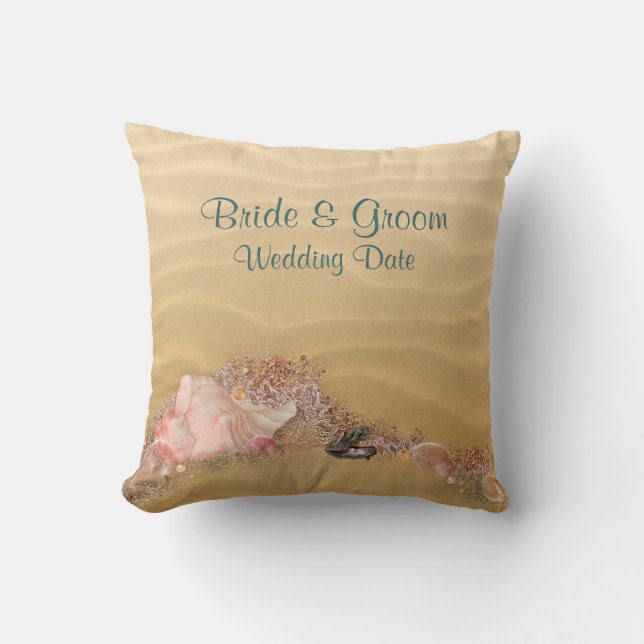 Strand Sandstrand Shore Hochzeit Pillow Ihr FOTO Kissen (Vorderseite)
