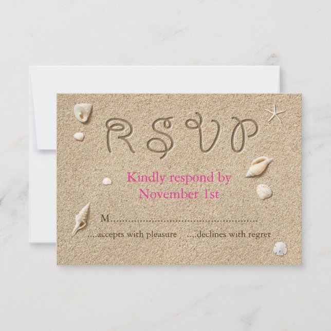 Strand Sandy Toes Salty Kisses UAWG pink RSVP Karte (Vorderseite)