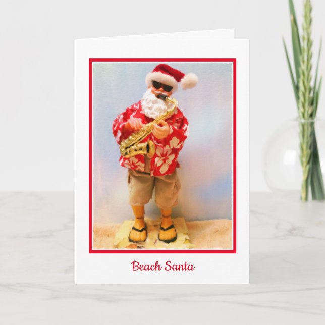Strand Santa Weihnachtskarte Karte (Vorderseite)