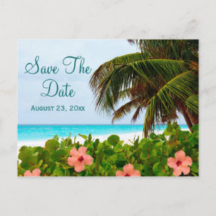 Strand-Save the Date Hochzeit in Urlaubsorts-Karte Ankündigungspostkarte