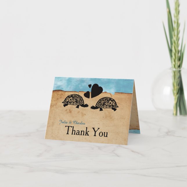 Strand-Schildkröte-wunderliches personalisiertes Dankeskarte (Vorderseite)