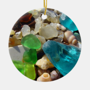 Strand Seaglass verziert Achat-Muschelgeschenke Keramikornament