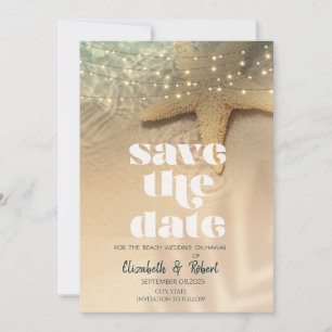 Strand Seestern Lichterkette zur Hochzeitseinladun Save The Date