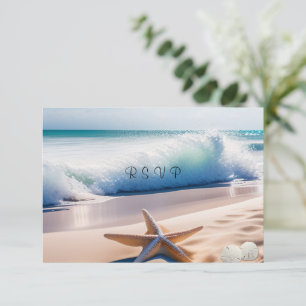 Strand Seestern Sand Wellen RSVP Karte
