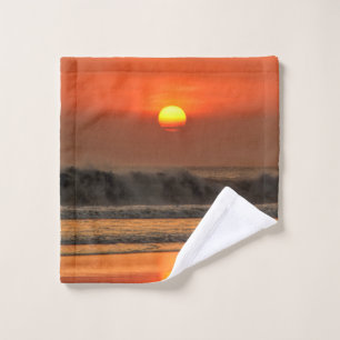Strand-Seewellen-Sonnenuntergang Waschlappen