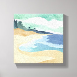 Strand Shore | Aquarellblau Leinwanddruck