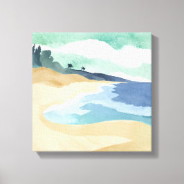 Strand Shore | Aquarellblau Leinwanddruck