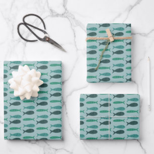 Strand Soiree Drei Fische Modern Süß INDIVIDUELL Geschenkpapier Set