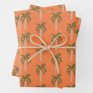 Strand Soiree Palmen Orange Niedlich BENUTZERDEFIN Geschenkpapier Set
